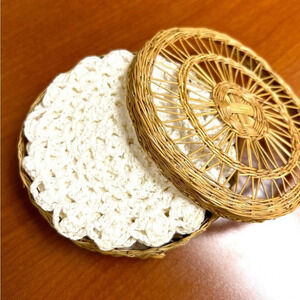 Vintage hand‎ crocheted coaster set
